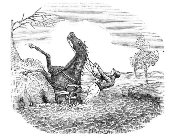 Framed Print : The Soldier in the Brook, 1844. Creator: Unknown Framed Print : The Soldier in the Brook, 1844. Creator: Unknown