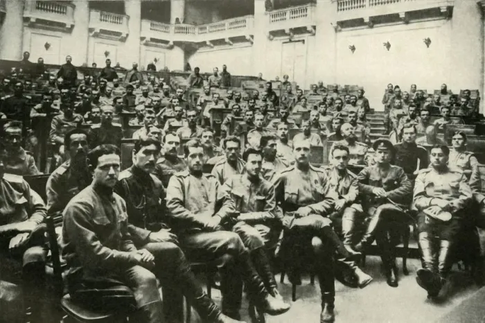 Framed Print : Soldier Delegates of the Russian Armies at the Douma, (1919). Creator: Unknown Framed Print : Soldier Delegates of the Russian Armies at the Douma, (1919). Creator: Unknown