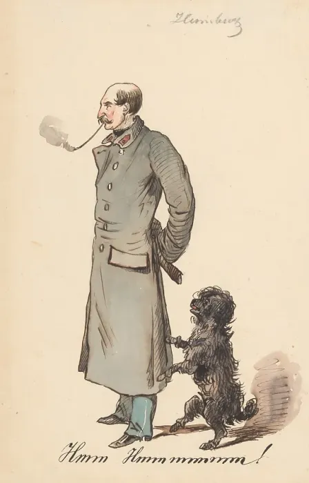 Framed Print : Soldier with a dog, 1850-1860. Creator: Friedrich Carl von Scheidlin Framed Print : Soldier with a dog, 1850-1860. Creator: Friedrich Carl von Scheidlin