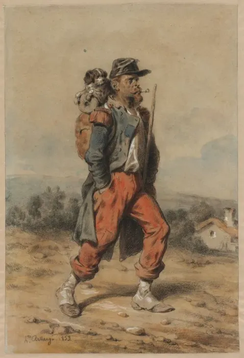 Framed Print : Soldier with Dog, 1853. Creator: Joseph-Louis-Hippolyte Bellange (French, 1800-1866) Framed Print : Soldier with Dog, 1853. Creator: Joseph-Louis-Hippolyte Bellange (French, 1800-1866)