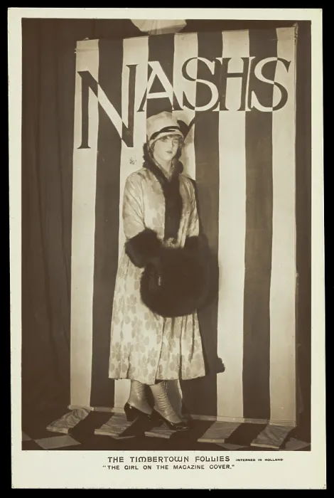 Framed Print : A soldier in drag modelling for 'The Timbertown Follies' at a prisoner of war camp... [1914-1918?]. Creator: Unknown