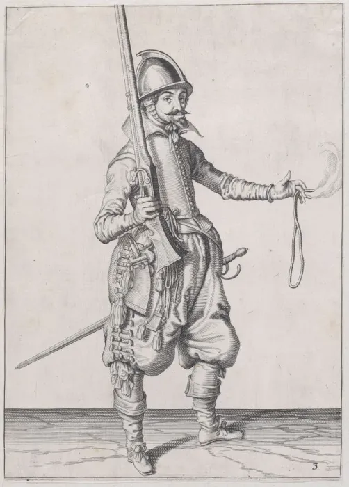 Framed Print : A soldier holding up his caliver in his right hand and extending his left to rec... published 1608. Creator: Robert Willemsz de Baudous Framed Print : A soldier holding up his caliver in his right hand and extending his left to rec... published 1608. Creator: Robert Willemsz de Baudous
