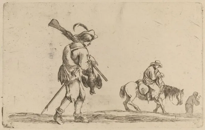 Framed Print : Soldier Holding a Fowl by the Feet. Creator: Stefano della Bella Framed Print : Soldier Holding a Fowl by the Feet. Creator: Stefano della Bella