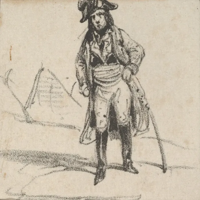 Framed Print : Soldier leaning on his sword, mid-19th century. Creator: Victor Adam Framed Print : Soldier leaning on his sword, mid-19th century. Creator: Victor Adam