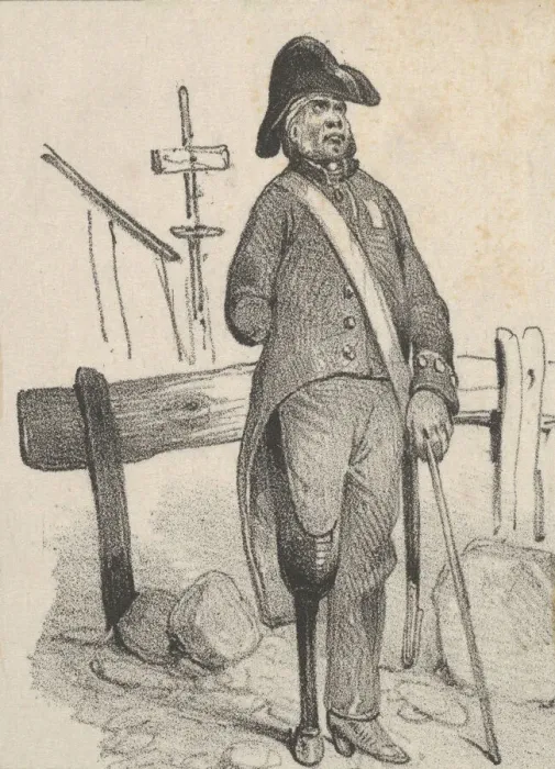 Framed Print : Soldier with a pegleg, mid-19th century. Creator: Victor Adam Framed Print : Soldier with a pegleg, mid-19th century. Creator: Victor Adam