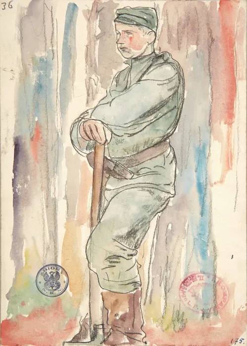 Framed Print : Soldier of the Polish Legions Digging Trenches, March-April 1916. Creator: Leopold Gottlieb Framed Print : Soldier of the Polish Legions Digging Trenches, March-April 1916. Creator: Leopold Gottlieb