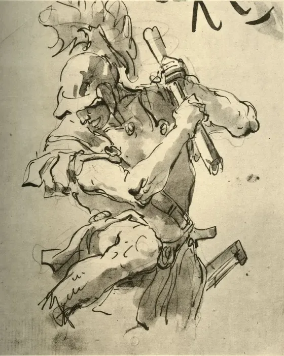 Framed Print : Soldier raising his arm to strike, mid 18th century, (1928). Artist: Giovanni Battista Tiepolo Framed Print : Soldier raising his arm to strike, mid 18th century, (1928). Artist: Giovanni Battista Tiepolo