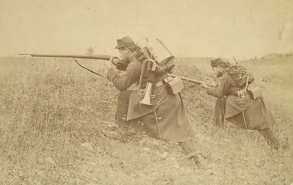 Soldier with Rifle and Bugle, 1880s-90s. Creator: Unknown