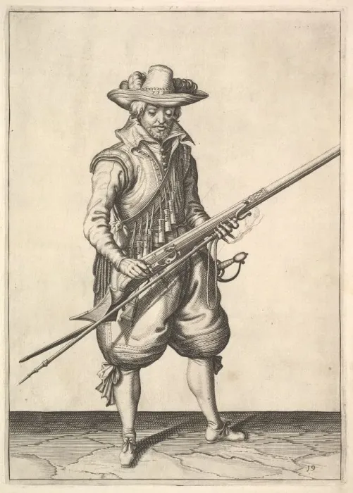 Framed Print : A soldier shaking the powder from the top of the pan, from the Musketeers series Framed Print : A soldier shaking the powder from the top of the pan, from the Musketeers series