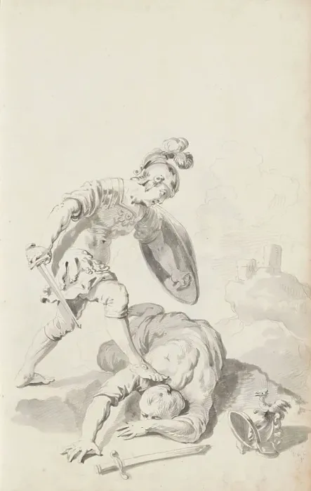 Framed Print : Soldier subdues an enemy, c.1701. Creator: Jacob Toorenvliet Framed Print : Soldier subdues an enemy, c.1701. Creator: Jacob Toorenvliet