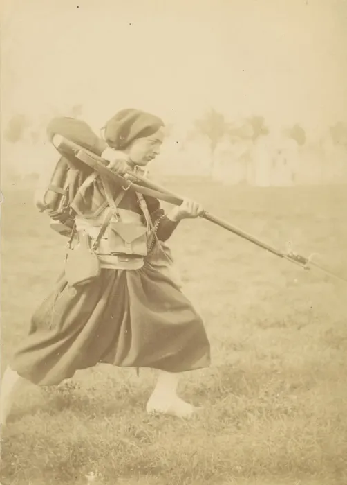 Framed Print : [Soldier Training with Bayonet], 1880s-90s. Creator: Unknown