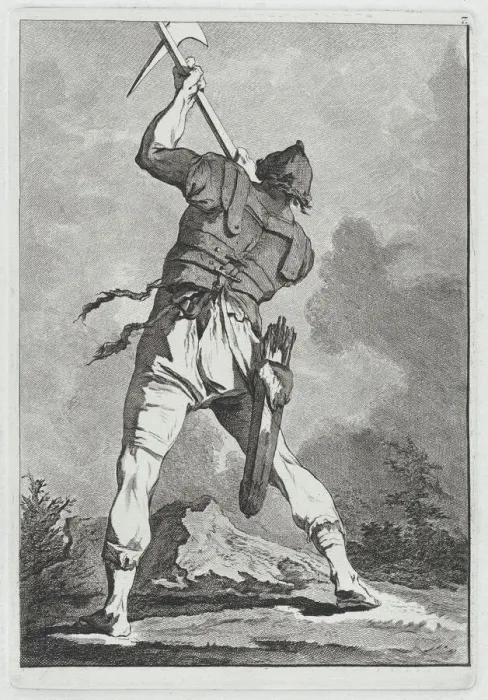 Framed Print : Soldier Wielding a Weapon, Seen from Behind, 1764. Creator: Matthias Pfenninger Framed Print : Soldier Wielding a Weapon, Seen from Behind, 1764. Creator: Matthias Pfenninger