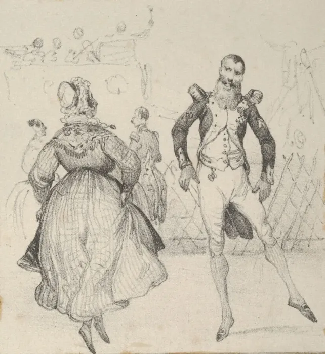 Framed Print : A soldier and a woman dancing, mid-19th century. Creator: Victor Adam Framed Print : A soldier and a woman dancing, mid-19th century. Creator: Victor Adam