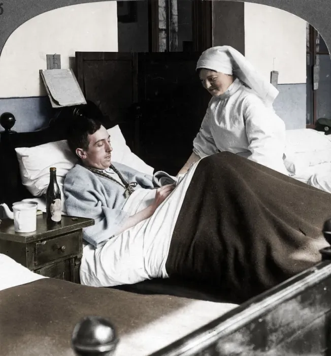 Framed Print : A soldier writing a letter in hospital, World War I, 1914-1918. Artist: Realistic Travels Publishers Framed Print : A soldier writing a letter in hospital, World War I, 1914-1918. Artist: Realistic Travels Publishers