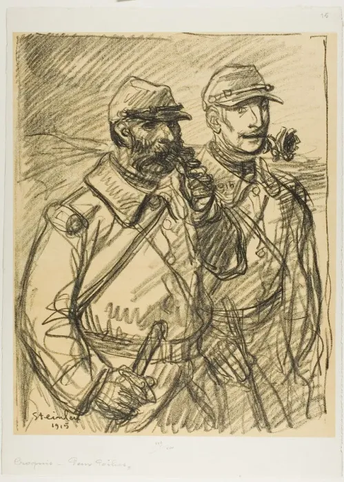 Framed Print : Two Soldiers, 1915. Creator: Theophile Alexandre Steinlen Framed Print : Two Soldiers, 1915. Creator: Theophile Alexandre Steinlen