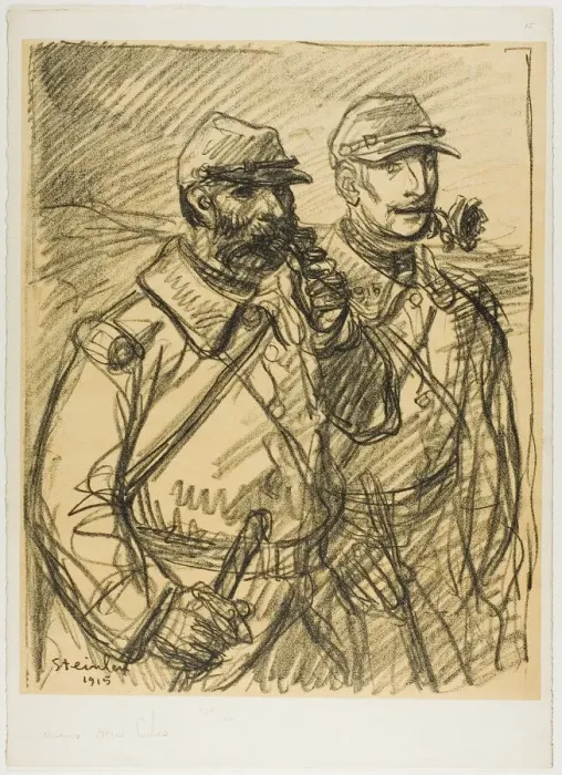 Framed Print : Two Soldiers, 1915. Creator: Theophile Alexandre Steinlen Framed Print : Two Soldiers, 1915. Creator: Theophile Alexandre Steinlen
