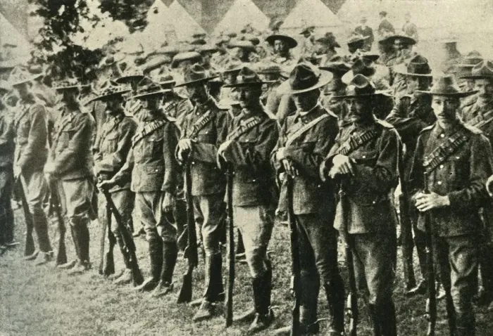 Framed Print : Soldiers from Australia, New Zealand, Canada, and South Africa, 1914-1918, (c1920) Framed Print : Soldiers from Australia, New Zealand, Canada, and South Africa, 1914-1918, (c1920)