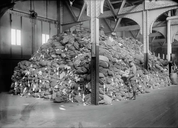 Framed Print : Soldiers bags astray, 1919. Creator: Bain News Service