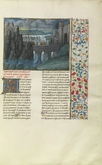 Framed Print : The Soldiers of Brabant Entering Ravenstein; Chroniques (Book Three), about 1480-1483. Creator: Master of the Getty Froissart Framed Print : The Soldiers of Brabant Entering Ravenstein; Chroniques (Book Three), about 1480-1483. Creator: Master of the Getty Froissart