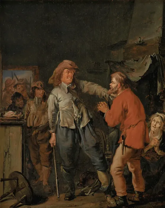 Framed Print : Soldiers Breaking into a Peasant's Cottage, 1645. Creator: Pieter Codde Framed Print : Soldiers Breaking into a Peasant's Cottage, 1645. Creator: Pieter Codde