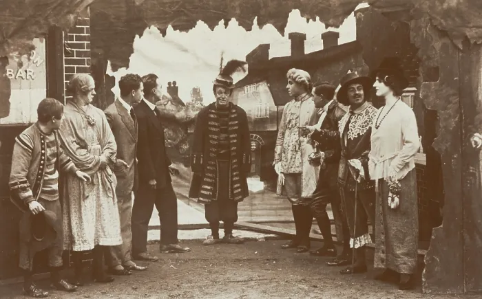 Framed Print : Soldiers, one in drag, performing in the concert party 'The Goods', 1918. Creator: Unknown Framed Print : Soldiers, one in drag, performing in the concert party 'The Goods', 1918. Creator: Unknown