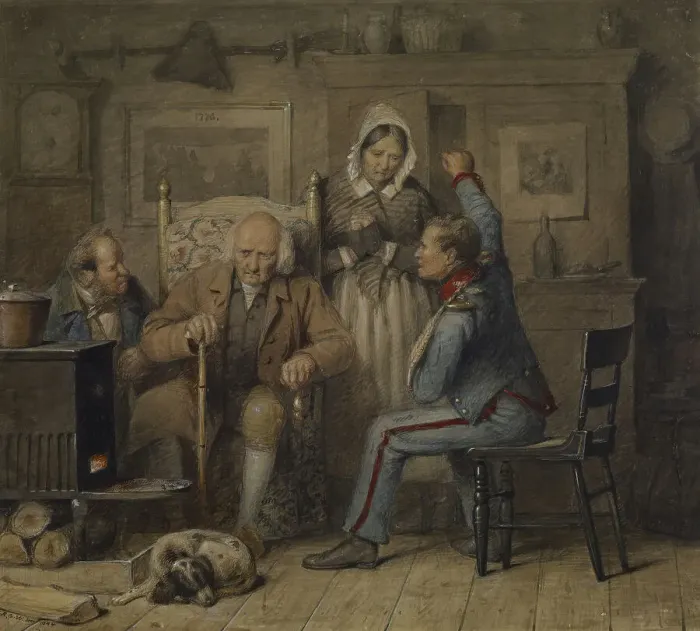 Framed Print : Soldier's Experience, 1847. Creator: Richard Caton Woodville Framed Print : Soldier's Experience, 1847. Creator: Richard Caton Woodville