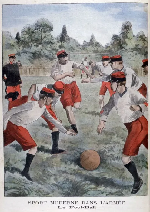 Framed Print : Soldiers of the French army playing football, 1902 Framed Print : Soldiers of the French army playing football, 1902