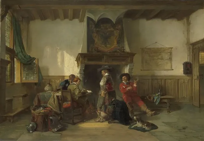 Framed Print : Soldiers in a Guardsroom, 1865-1867. Creator: Herman Frederik Carel Ten Kate