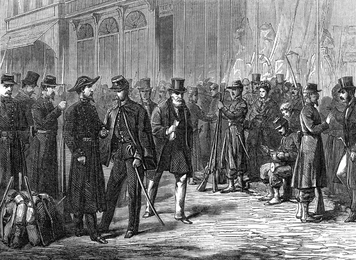 Framed Print : Soldiers keeping the streets at Bordeaux, 1871. Creator: Unknown Framed Print : Soldiers keeping the streets at Bordeaux, 1871. Creator: Unknown