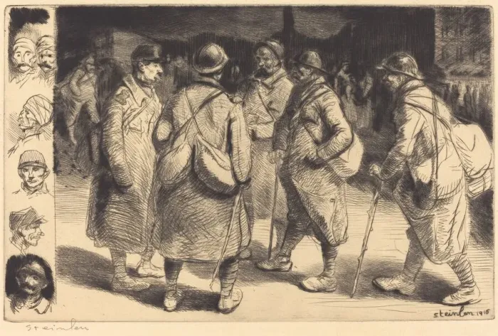 Framed Print : Soldiers on Leave - Night Scene (Permissionnaires - Effet de Nuit), 1916 Framed Print : Soldiers on Leave - Night Scene (Permissionnaires - Effet de Nuit), 1916