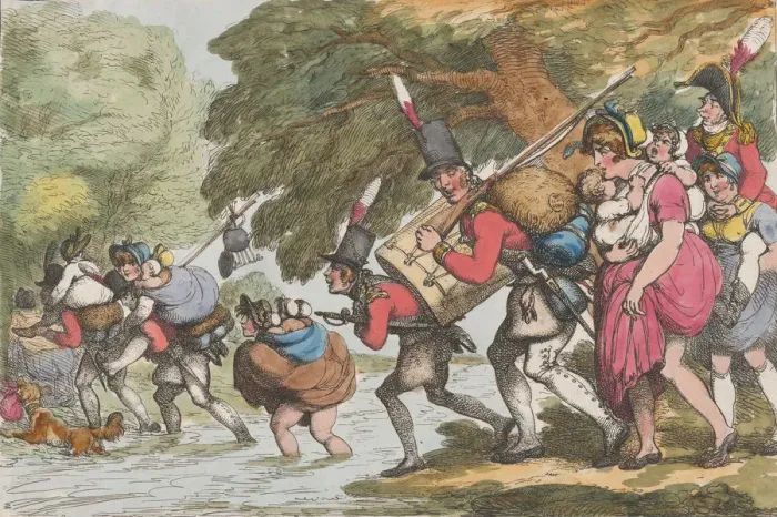 Framed Print : Soldiers on a March, April 1, 1808. April 1, 1808. Creator: Thomas Rowlandson Framed Print : Soldiers on a March, April 1, 1808. April 1, 1808. Creator: Thomas Rowlandson