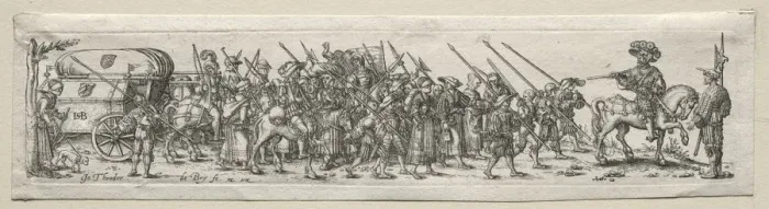 Framed Print : Soldiers on the March. Creator: Theodor de Bry (Flemish, 1528-1598) Framed Print : Soldiers on the March. Creator: Theodor de Bry (Flemish, 1528-1598)