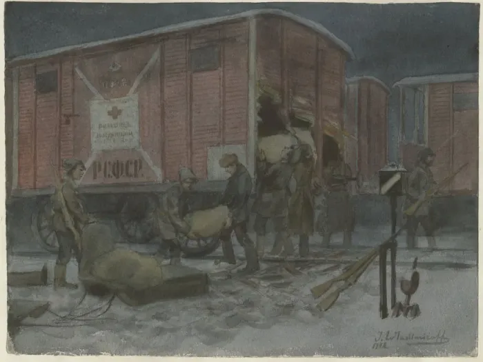 Framed Print : Soldiers plundering a railway wagon (from the series of watercolors Russian revolution), 1922 Framed Print : Soldiers plundering a railway wagon (from the series of watercolors Russian revolution), 1922