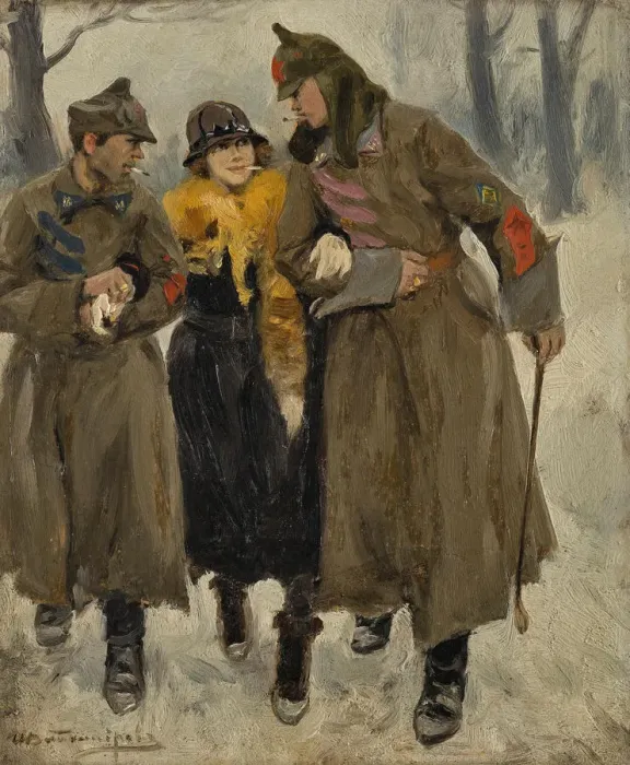 Framed Print : Soldiers With Prostitute. Creator: Vladimirov, Ivan Alexeyevich (1869-1947) Framed Print : Soldiers With Prostitute. Creator: Vladimirov, Ivan Alexeyevich (1869-1947)