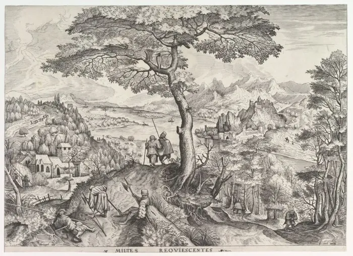 Framed Print : Soldiers at Rest (Milites requiescentes) from The Large Landscapes, ca. 1555-56 Framed Print : Soldiers at Rest (Milites requiescentes) from The Large Landscapes, ca. 1555-56