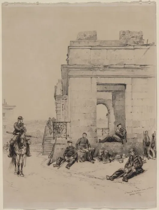 Framed Print : Soldiers Resting, 1878. Creator: Edouard Detaille (French, 1848-1912) Framed Print : Soldiers Resting, 1878. Creator: Edouard Detaille (French, 1848-1912)