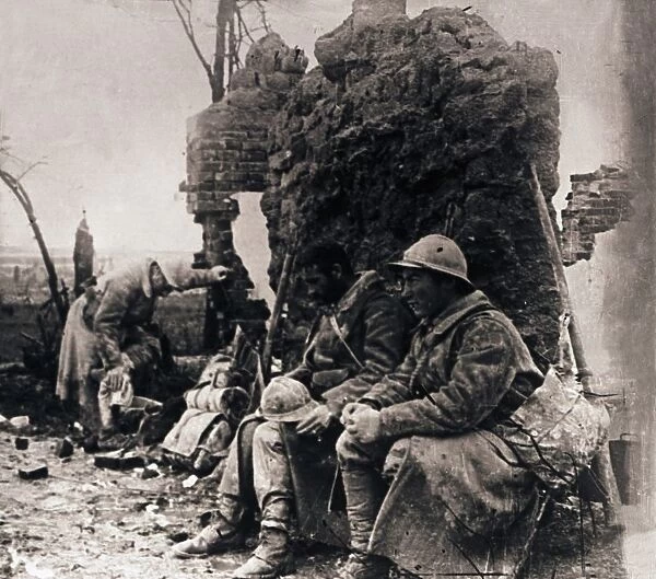 Soldiers among ruins, c1914-c1918