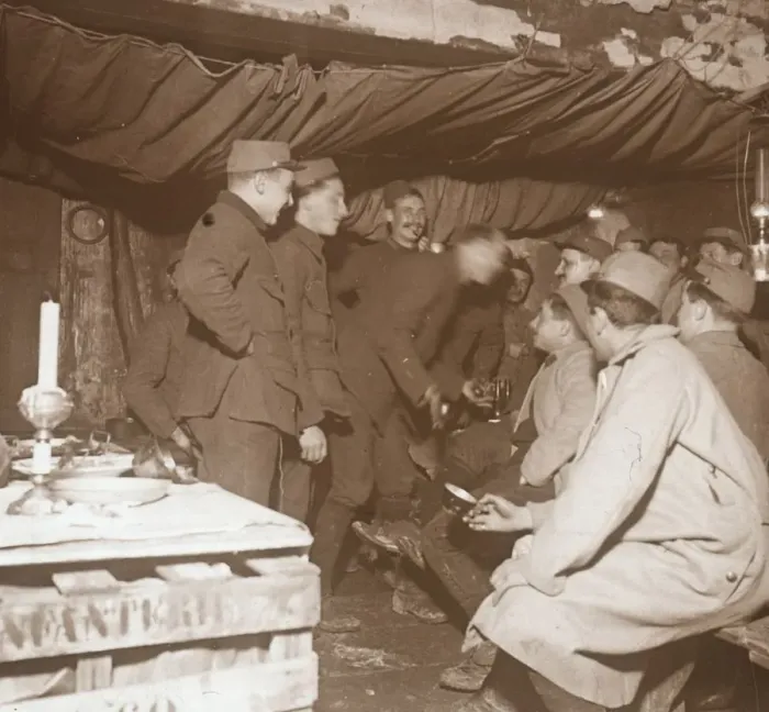 Framed Print : Soldiers in a shelter, Genicourt, northern France, c1914-c1918 Framed Print : Soldiers in a shelter, Genicourt, northern France, c1914-c1918