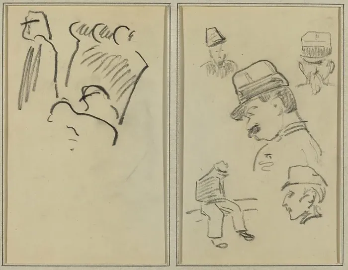 Framed Print : Soldiers; Four Soldiers and a Seated Figure [verso], 1884-1888. Creator: Paul Gauguin