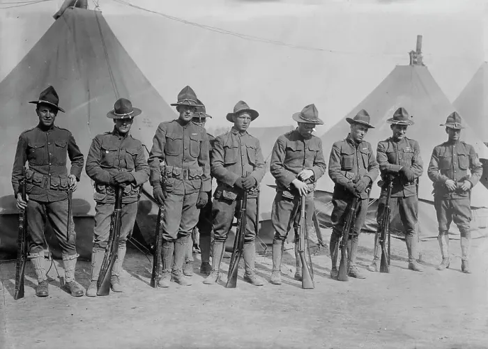 Framed Print : Soldiers at Texas City, between c1910 and c1915. Creator: Bain News Service Framed Print : Soldiers at Texas City, between c1910 and c1915. Creator: Bain News Service