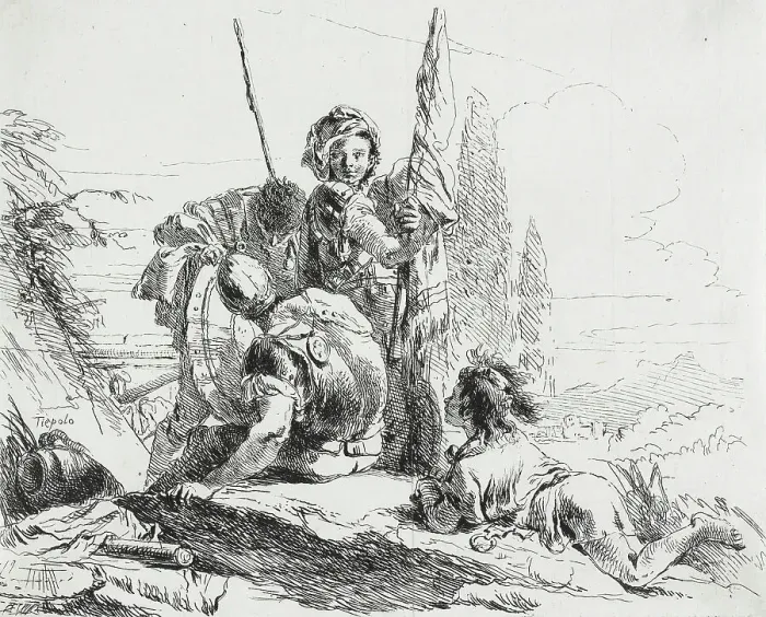 Framed Print : Three Soldiers and a Youth, c1741-1742. Creator: Giovanni Battista Tiepolo Framed Print : Three Soldiers and a Youth, c1741-1742. Creator: Giovanni Battista Tiepolo