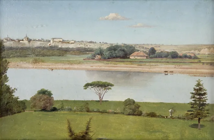 Framed Print : Solec on the Vistula, c1840. Creator: Edward Brzozowski Framed Print : Solec on the Vistula, c1840. Creator: Edward Brzozowski