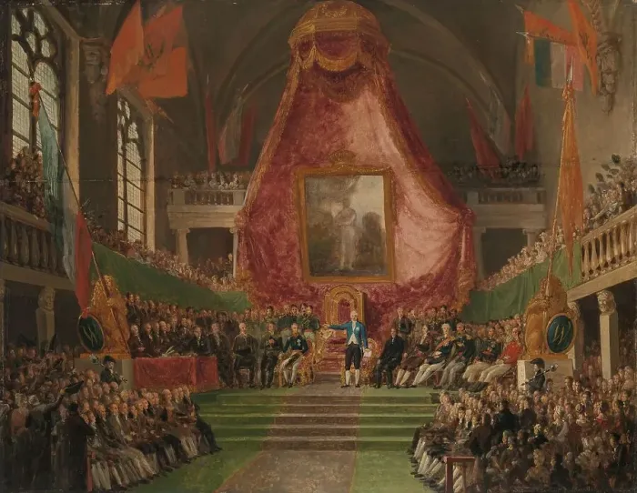 Framed Print : The Solemn Inauguration of University of Ghent by the Prince of Orange in the Throne Room of the Tow Creator: Mathieu Van Brée Framed Print : The Solemn Inauguration of University of Ghent by the Prince of Orange in the Throne Room of the Tow Creator: Mathieu Van Brée