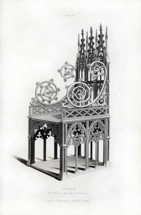 Framed Print : Solid silver throne, 1397, (1843). Artist: Henry Shaw