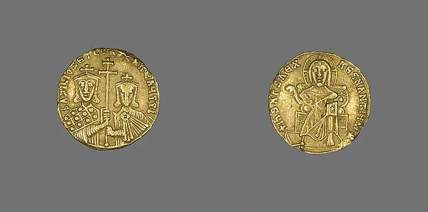Solidus (Coin) of Basil I with Christ Enthroned, 868-870. Creator: Unknown