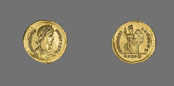 Solidus (Coin) of Emperor Theodosius I, 383 (25 August)-388 (28 August). Creator: Unknown