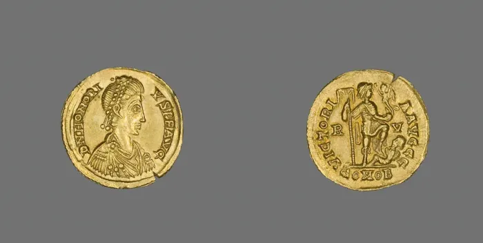 Framed Print : Solidus (Coin) of Honorius, 405. Creator: Unknown Framed Print : Solidus (Coin) of Honorius, 405. Creator: Unknown