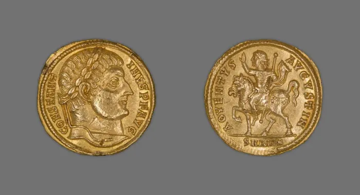 Framed Print : Solidus (Coin) Portraying Emperor Constantine I, Late 324-early 325 AD. Creator: Unknown Framed Print : Solidus (Coin) Portraying Emperor Constantine I, Late 324-early 325 AD. Creator: Unknown