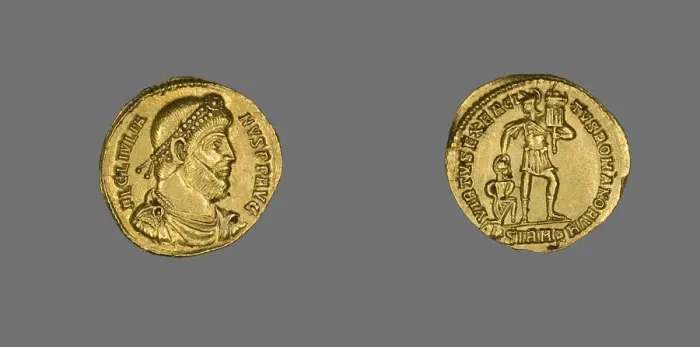 Framed Print : Solidus (Coin) Portraying Emperor Julian II, 361 (Summer)-363 (26 June). Creator: Unknown Framed Print : Solidus (Coin) Portraying Emperor Julian II, 361 (Summer)-363 (26 June). Creator: Unknown