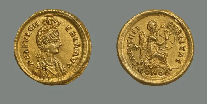 Framed Print : Solidus of Empress Aelia Pulcheria (399-453), 414-453 Framed Print : Solidus of Empress Aelia Pulcheria (399-453), 414-453